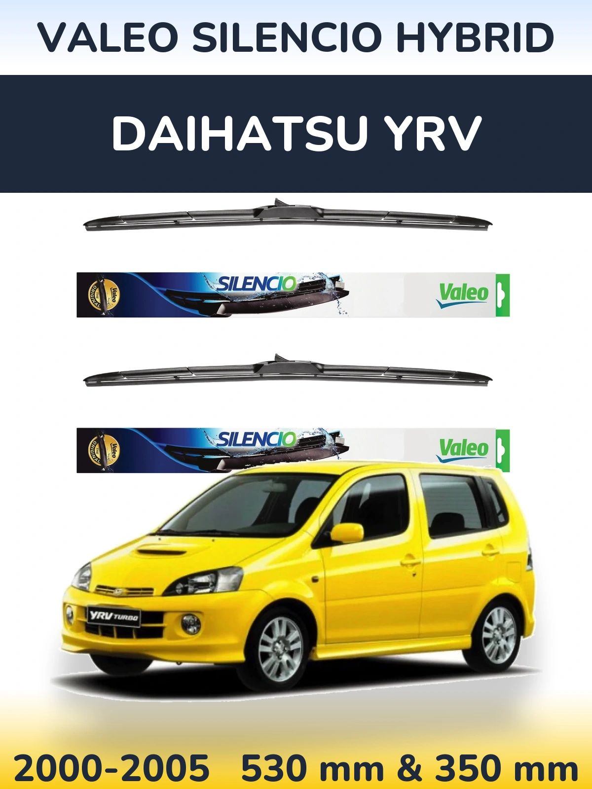 Комплект передних дворников Valeo Silencio Hybrid 530 & 350 мм для Daihatsu YRV 2000-2005