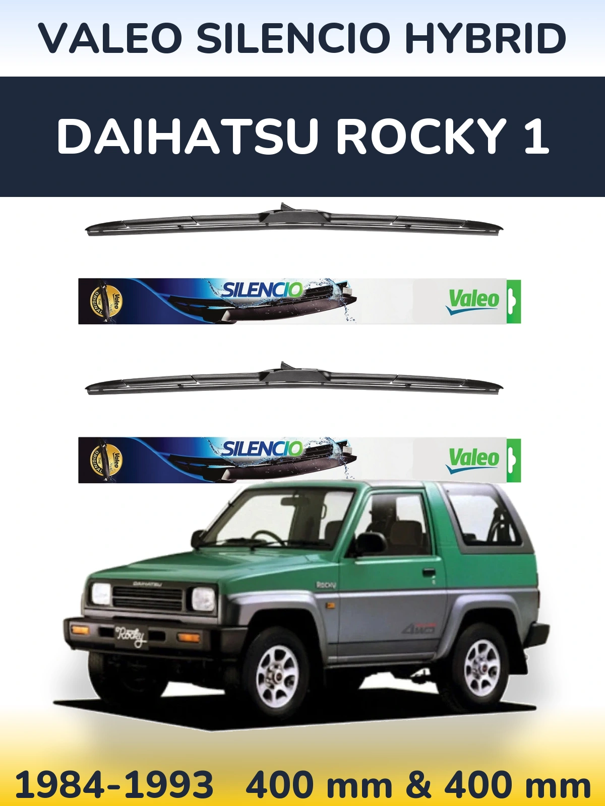 Комплект передних дворников Valeo Silencio Hybrid 400 & 400 мм для Daihatsu Rocky 1 1984-1993