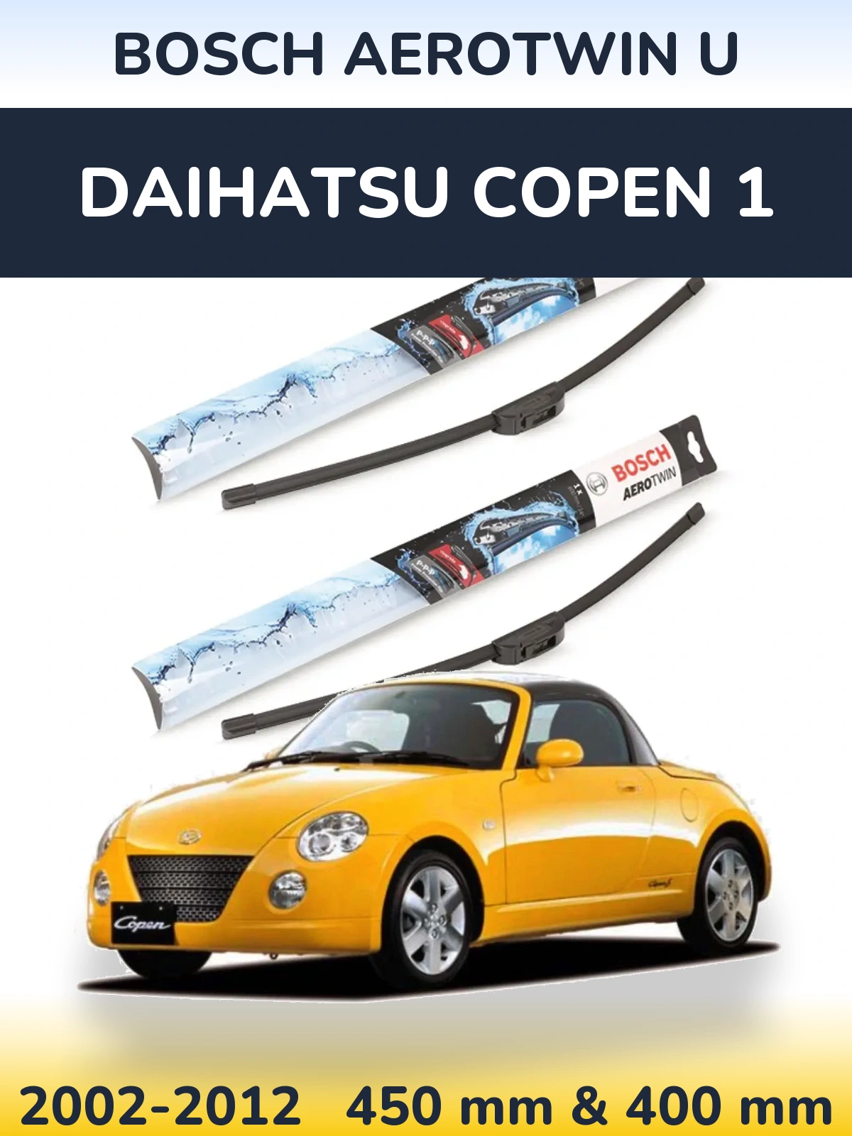 Komplet przednich wycieraczek BOSCH AeroTwin U 450 & 400 mm do Daihatsu Copen 1 2002-2012