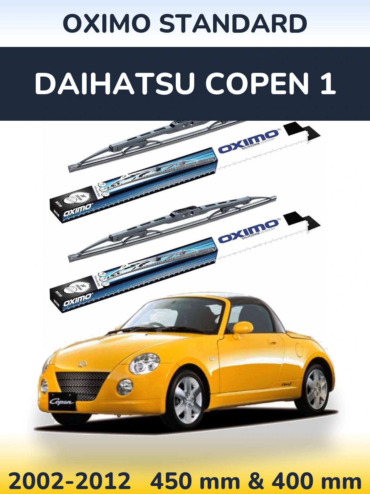 Komplet przednich wycieraczek Oximo Standard 450 & 400 mm do Daihatsu Copen 1 2002-2012