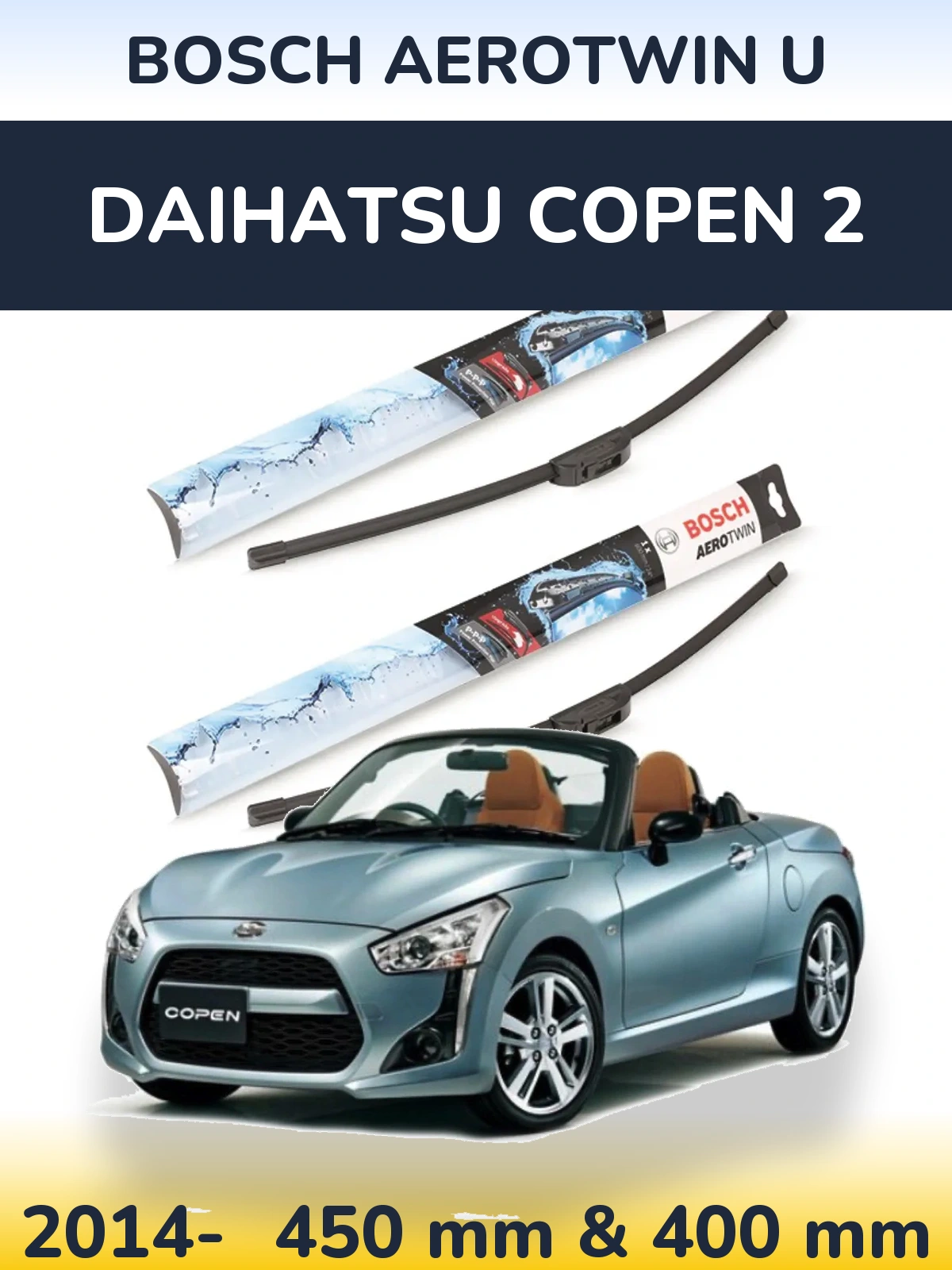 Komplet przednich wycieraczek BOSCH AeroTwin U 450 & 400 mm do Daihatsu Copen 2 2014-2026