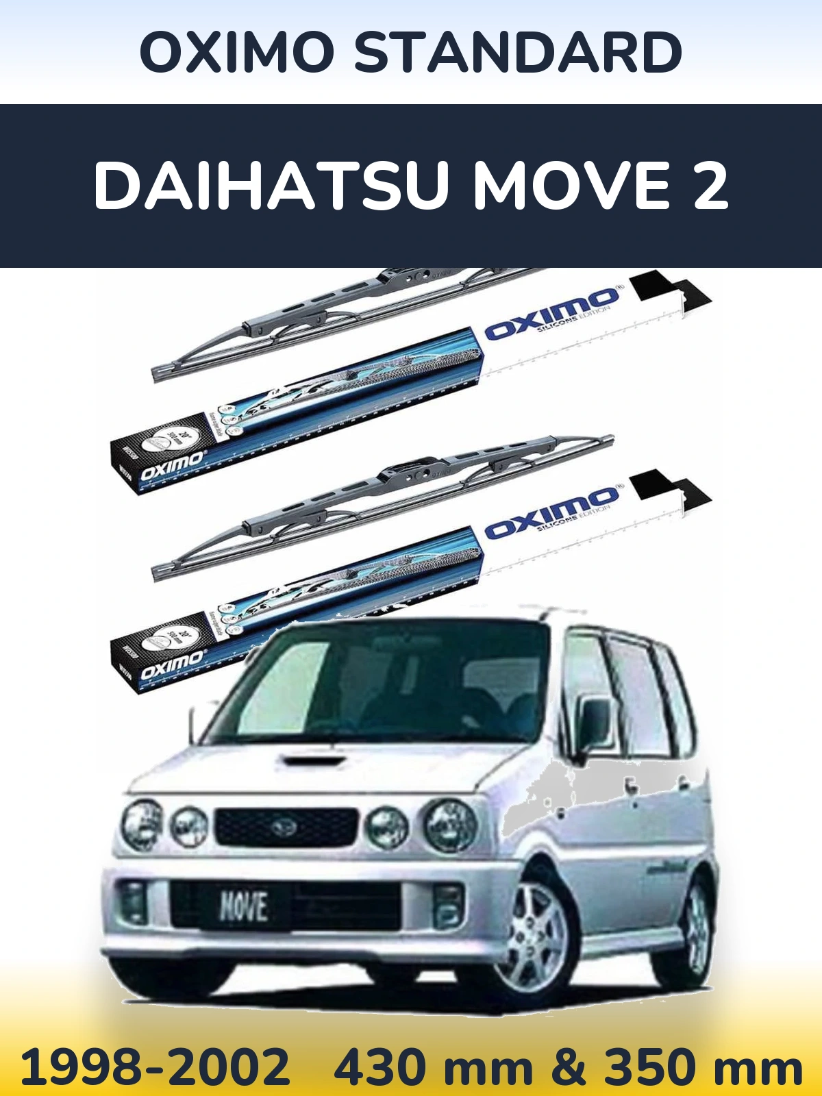 Komplet przednich wycieraczek Oximo Standard 425 & 350 mm do Daihatsu Move 2 1998-2002