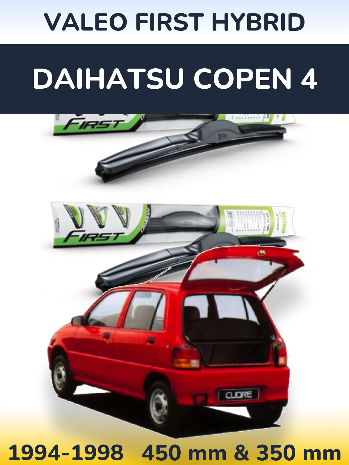 Комплект передних дворников Valeo First Hybrid 450 & 350 мм для Daihatsu Copen 4 1994-1998