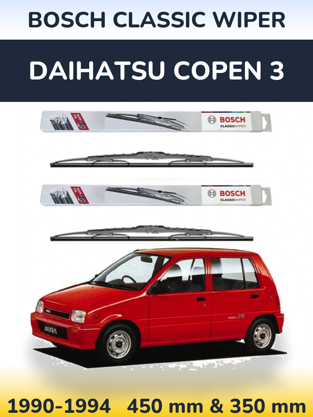 Komplet przednich wycieraczek BOSCH Classic Wiper 450 & 340 mm do Daihatsu Copen 3 1990-1994