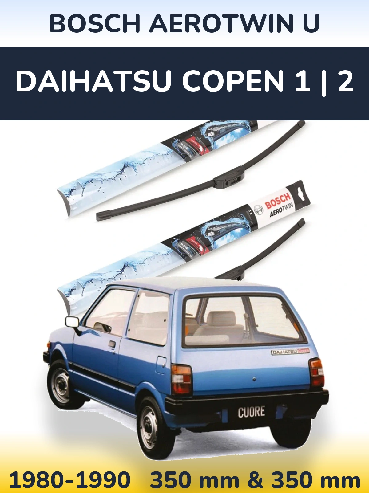 Комплект передних дворников BOSCH AeroTwin U 350 & 350 мм для Daihatsu Copen 1 | 2 1980-1990