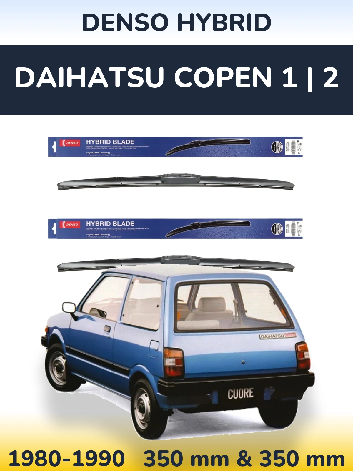 Комплект передних дворников Denso Hybrid 350 & 350 мм для Daihatsu Copen 1 | 2 1980-1990