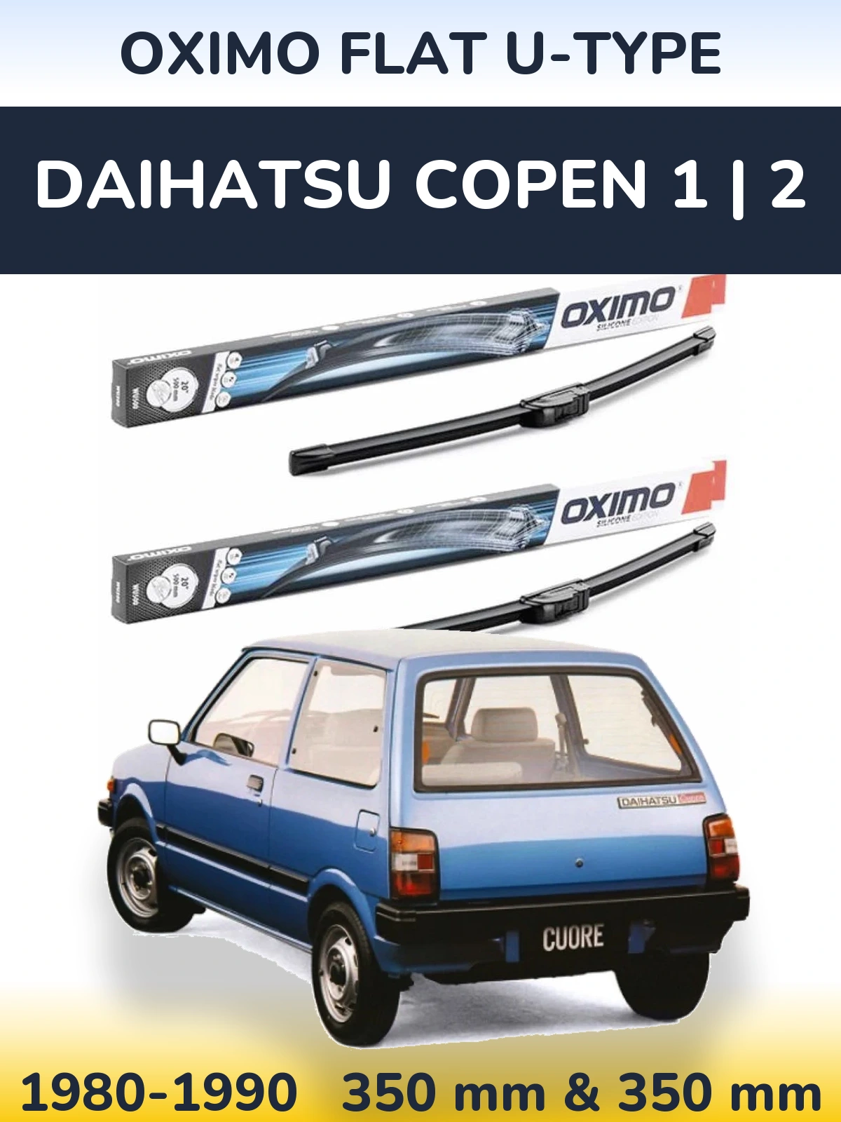 Комплект передних дворников Oximo Flat U-type 350 & 350 мм для Daihatsu Copen 1 | 2 1980-1990
