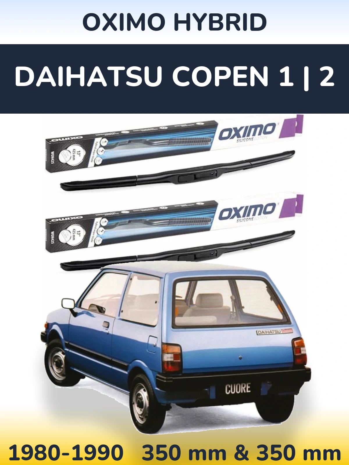 Комплект передних дворников Oximo Hybrid 350 & 350 мм для Daihatsu Copen 1 | 2 1980-1990