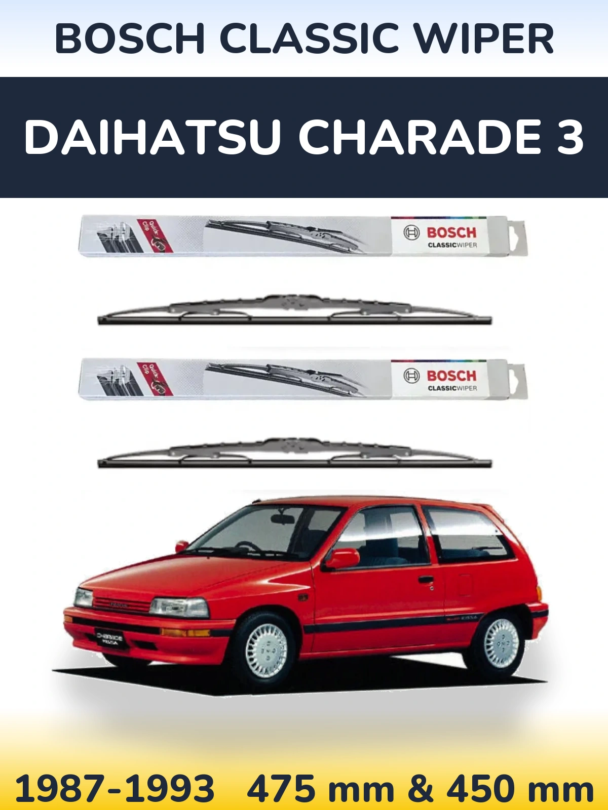 Komplet przednich wycieraczek BOSCH Classic Wiper 475 & 450 mm do Daihatsu Charade 3 1987-1993