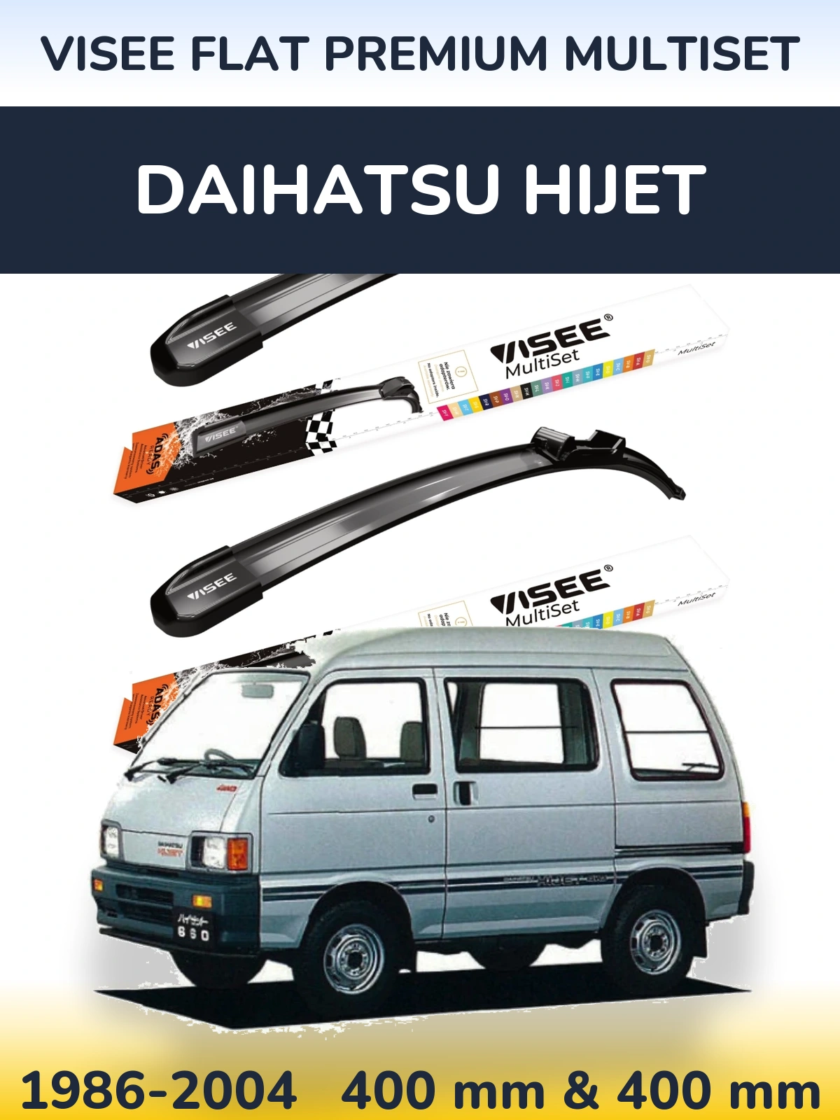 Komplet przednich wycieraczek VISEE FLAT PREMIUM MultiSet 400 & 400 mm do Daihatsu HiJet 1986-2004