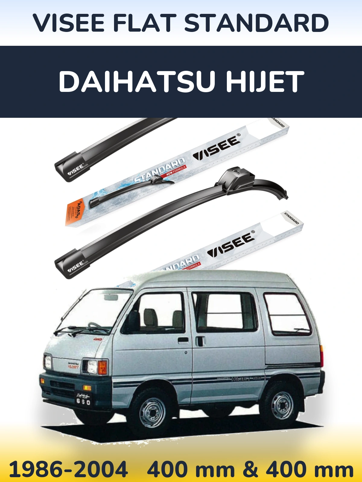 Komplet przednich wycieraczek VISEE FLAT STANDARD 400 & 400 mm do Daihatsu HiJet 1986-2004