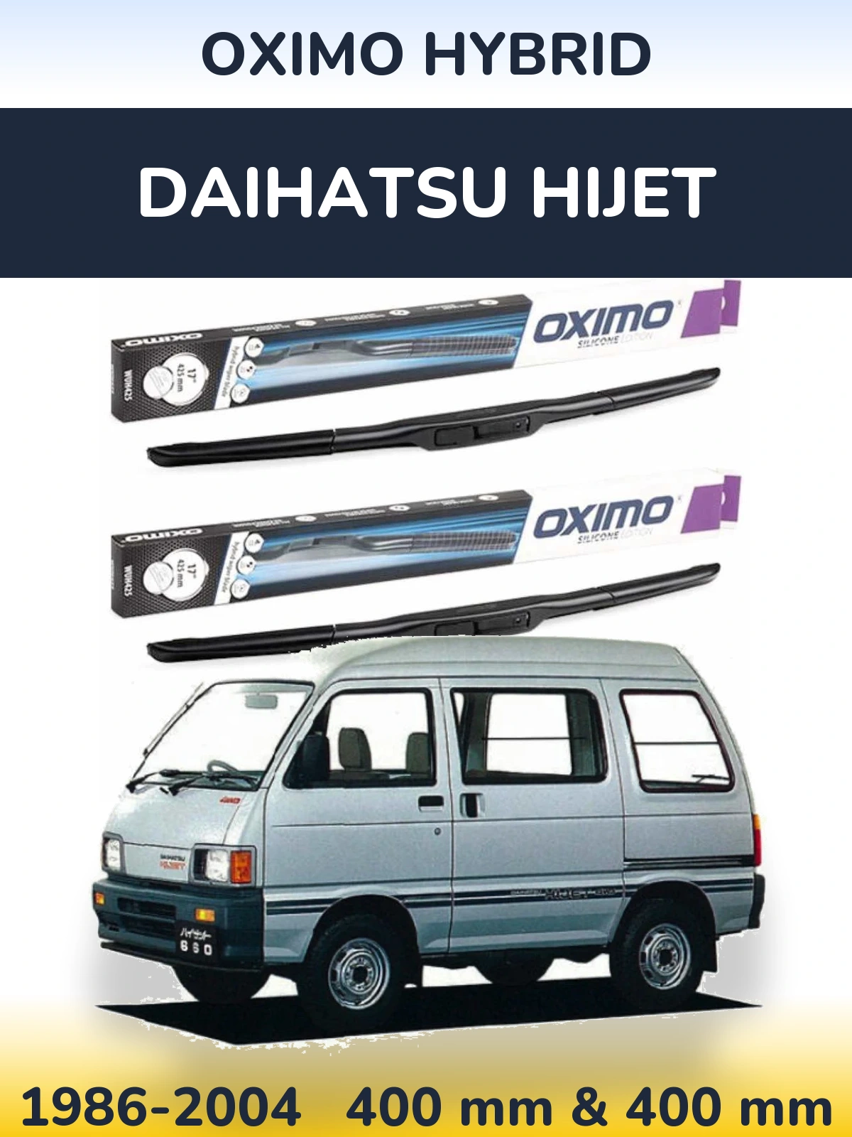 Komplet przednich wycieraczek Oximo Hybrid 400 & 400 mm do Daihatsu HiJet 1986-2004