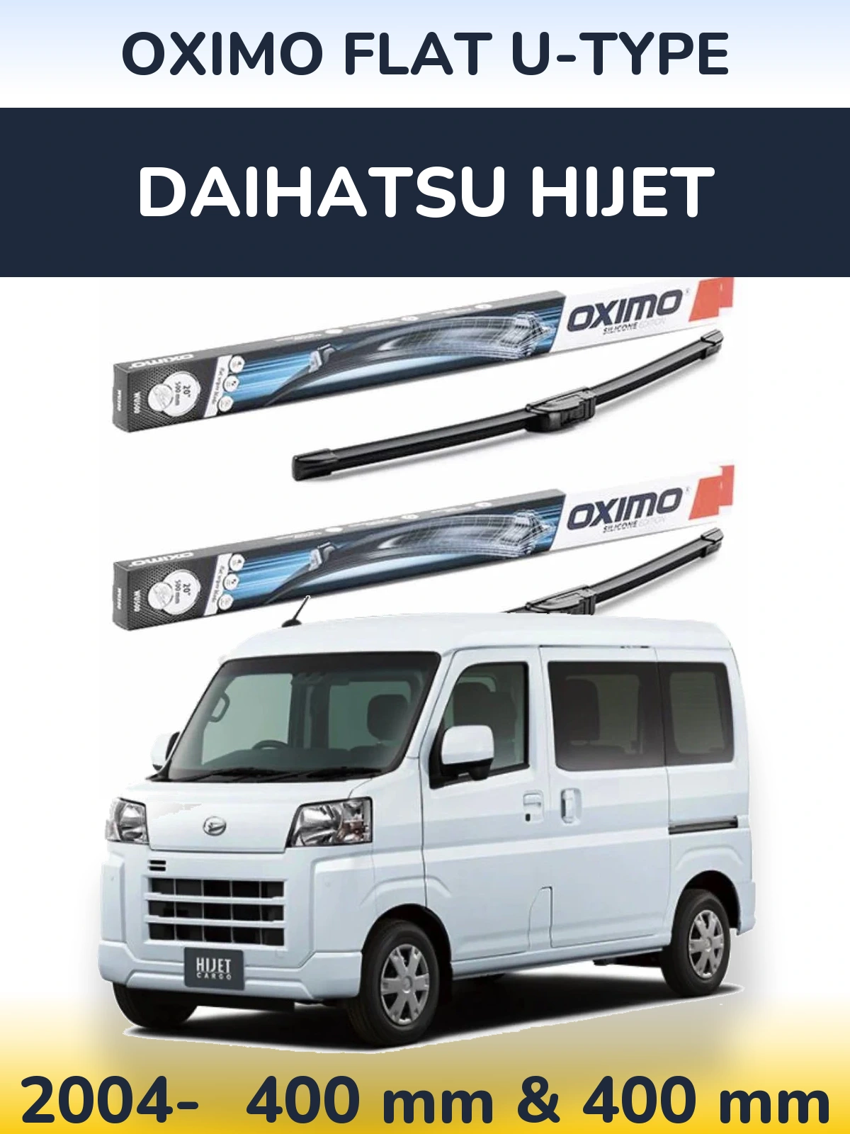 Комплект передних дворников Oximo Flat U-type 400 & 400 мм для Daihatsu HiJet 2004-2026