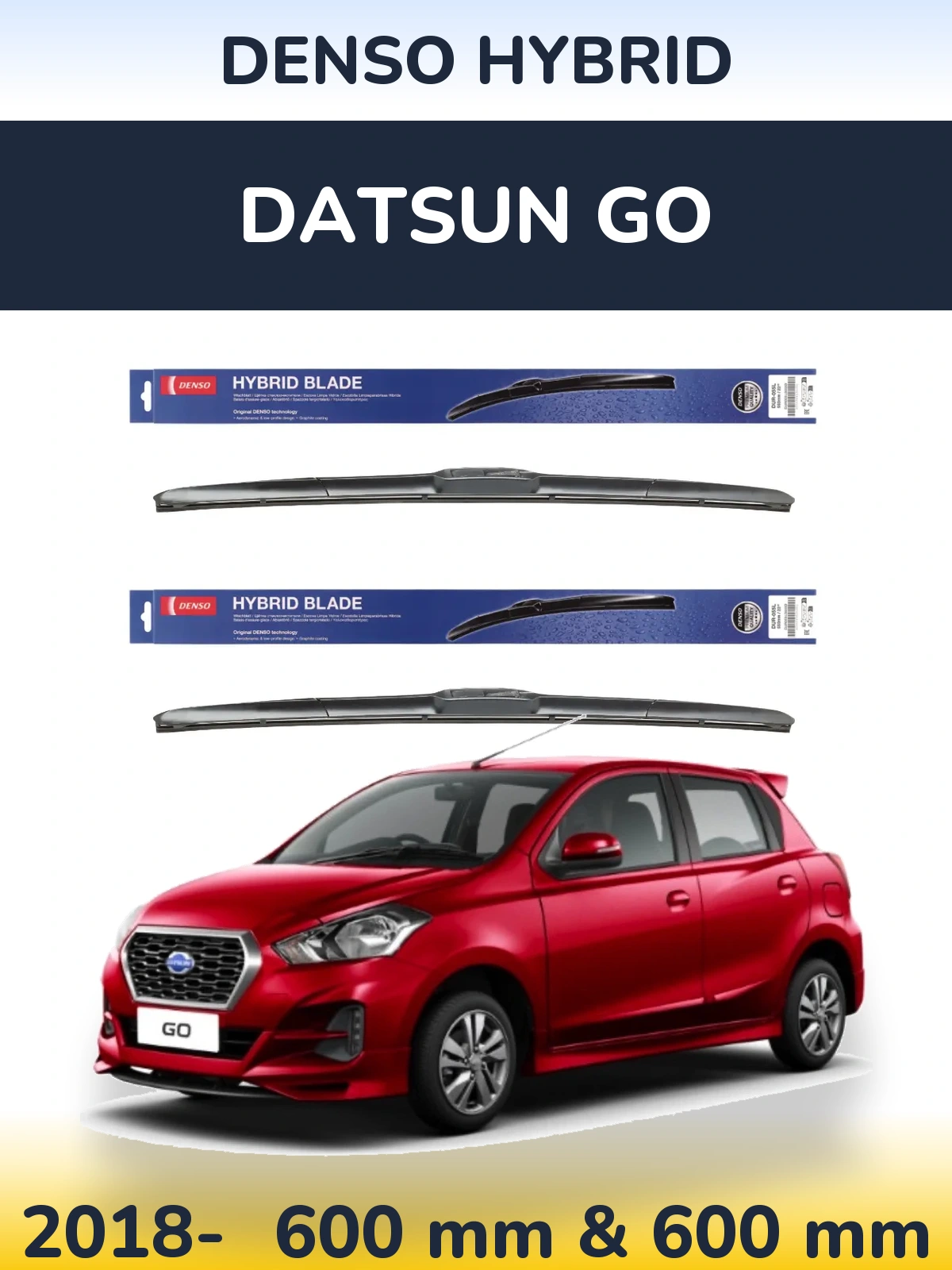 Komplet przednich wycieraczek Denso Hybrid 600 & 600 mm do Datsun Go 2018-2026