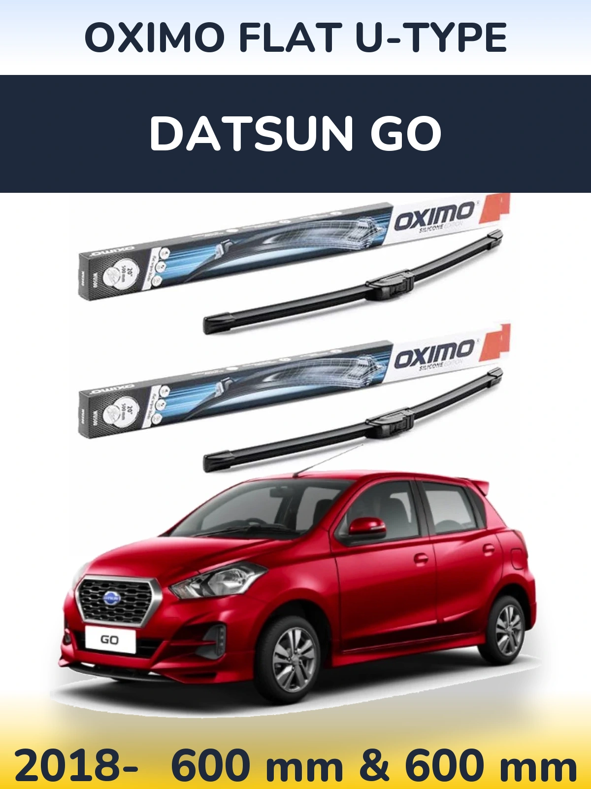 Komplet przednich wycieraczek Oximo Flat U-type 600 & 600 mm do Datsun Go 2018-2026