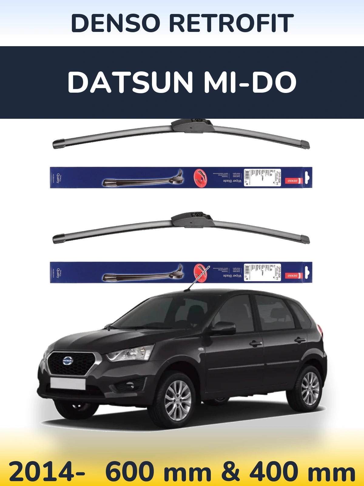 Komplet przednich wycieraczek Denso Retrofit 600 & 400 mm do Datsun mi-DO 2014-2026