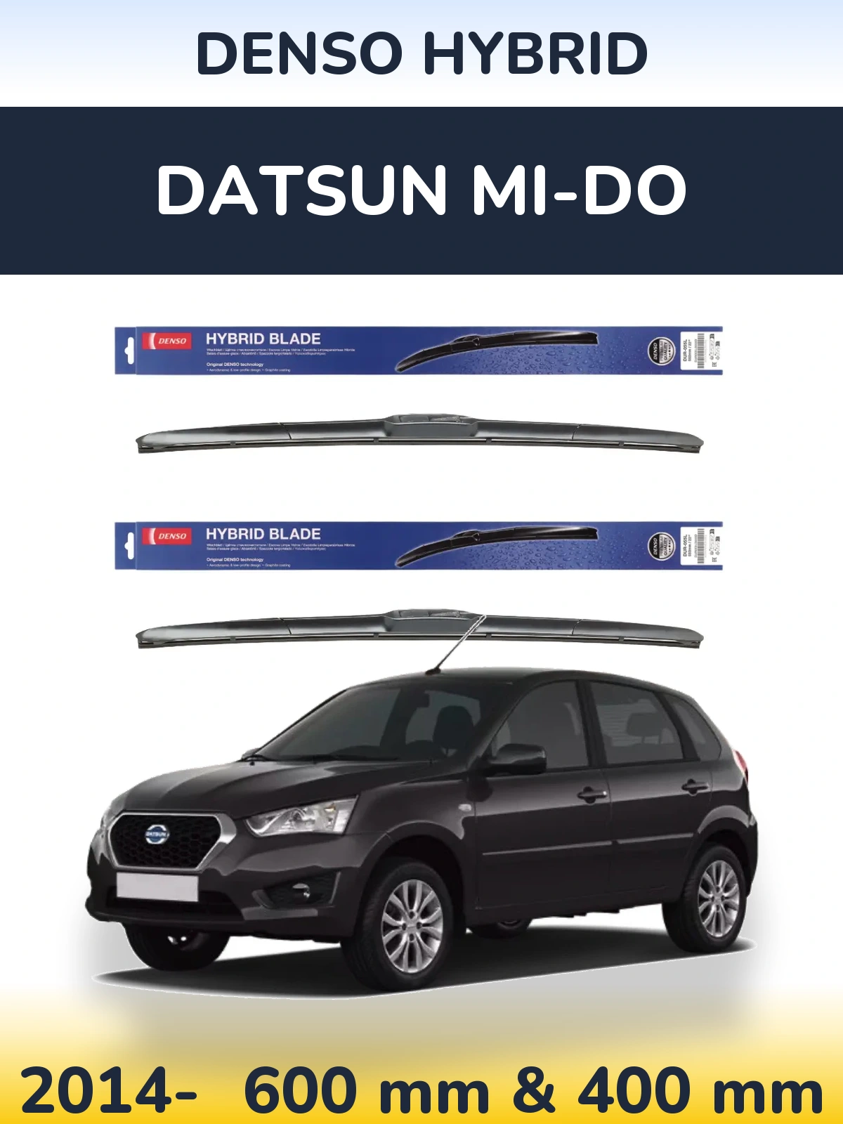 Komplet przednich wycieraczek Denso Hybrid 600 & 400 mm do Datsun mi-DO 2014-2026