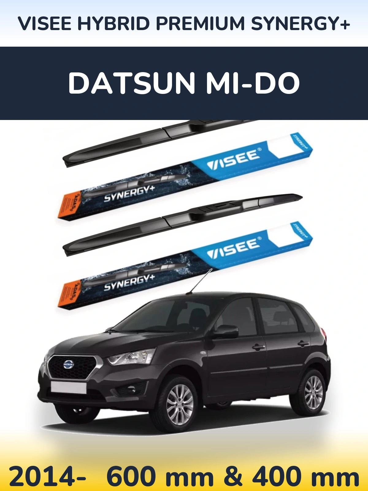 Комплект передних дворников VISEE HYBRID PREMIUM SYNERGY+ 600 & 400 мм для Datsun mi-DO 2014-2026