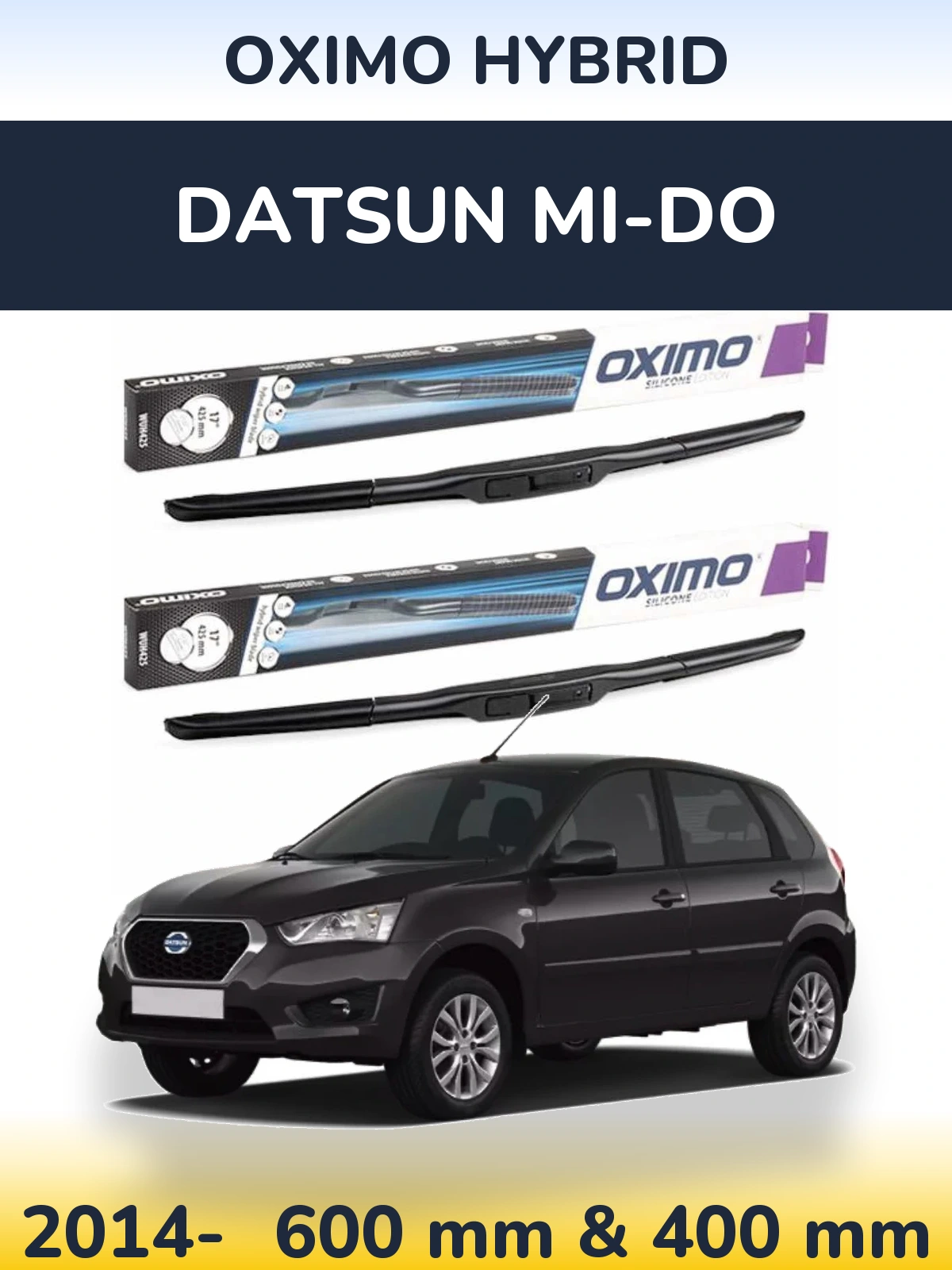 Komplet przednich wycieraczek Oximo Hybrid 600 & 400 mm do Datsun mi-DO 2014-2026