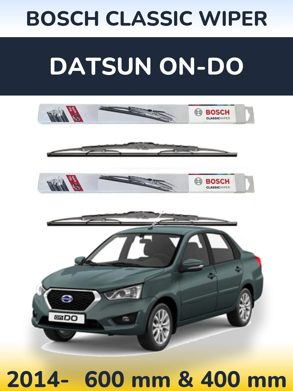 Комплект передніх щіток BOSCH Classic Wiper 600 & 400 мм для Datsun on-DO 2014-2026