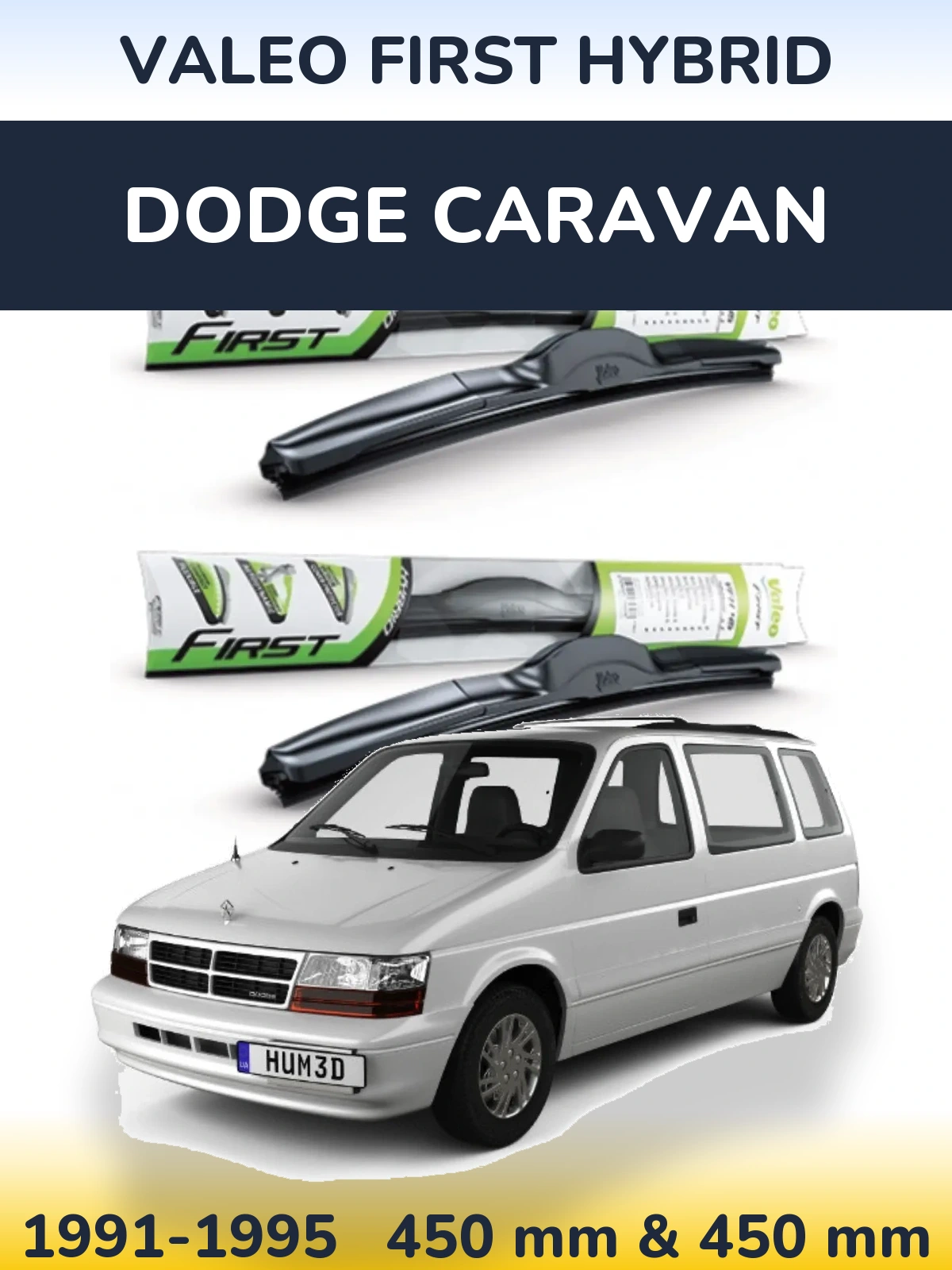Комплект передних дворников Valeo First Hybrid 450 & 450 мм для Dodge Caravan 1991-1995