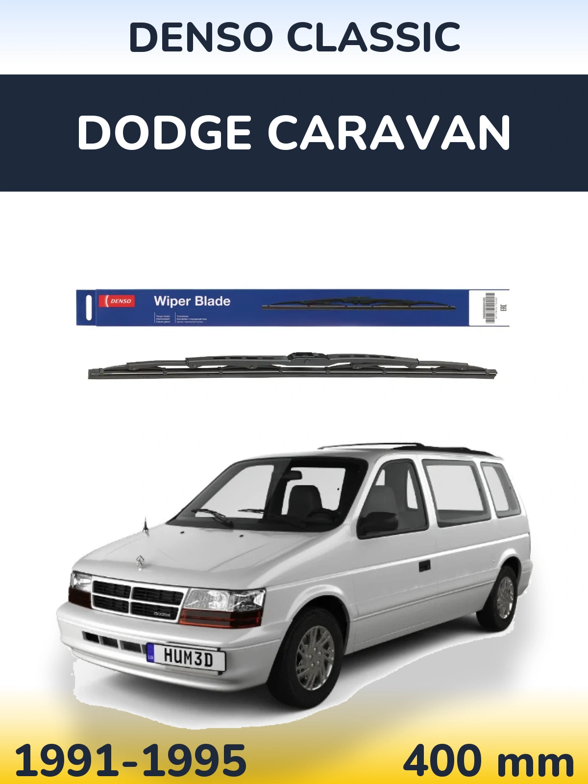 Rear wiper blade Denso Classic 400 mm for Dodge Caravan 1991-1995