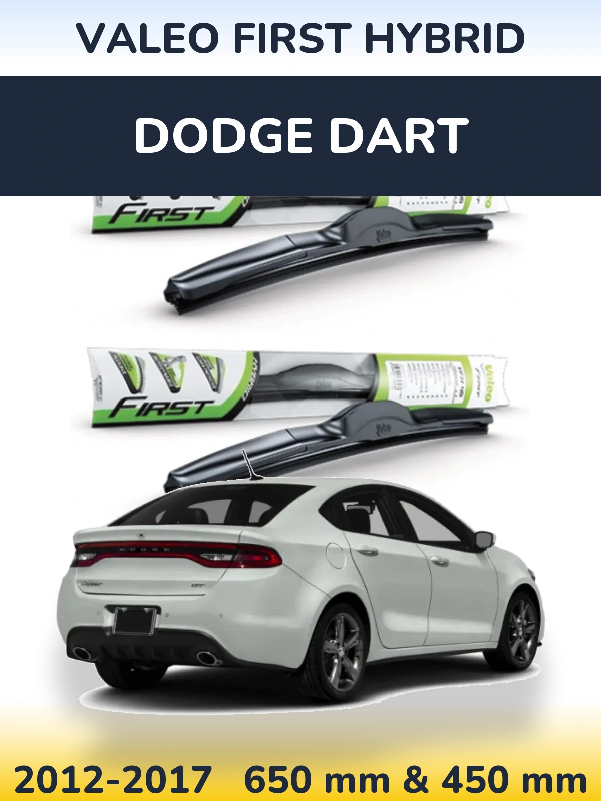Komplet przednich wycieraczek Valeo First Hybrid 650 & 450 mm do Dodge Dart 2012-2017