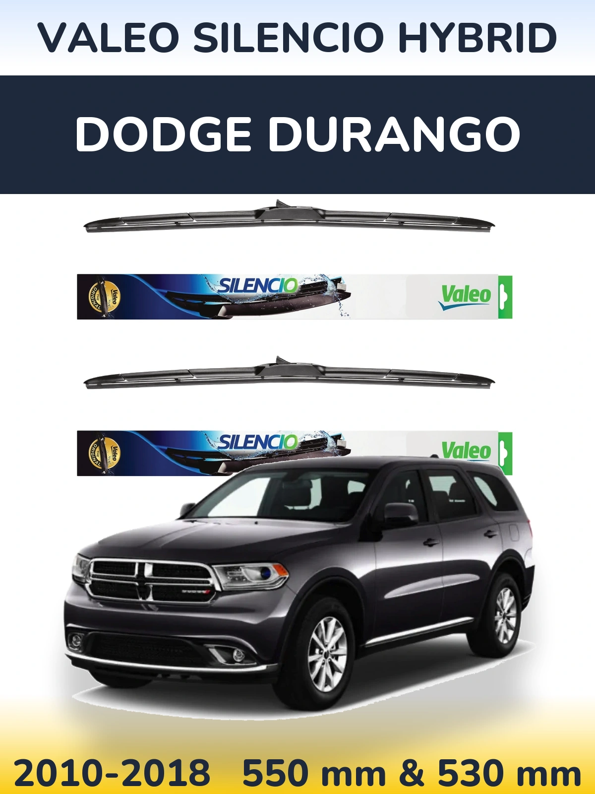 Komplet przednich wycieraczek Valeo Silencio Hybrid 550 & 530 mm do Dodge Durango 2010-2018