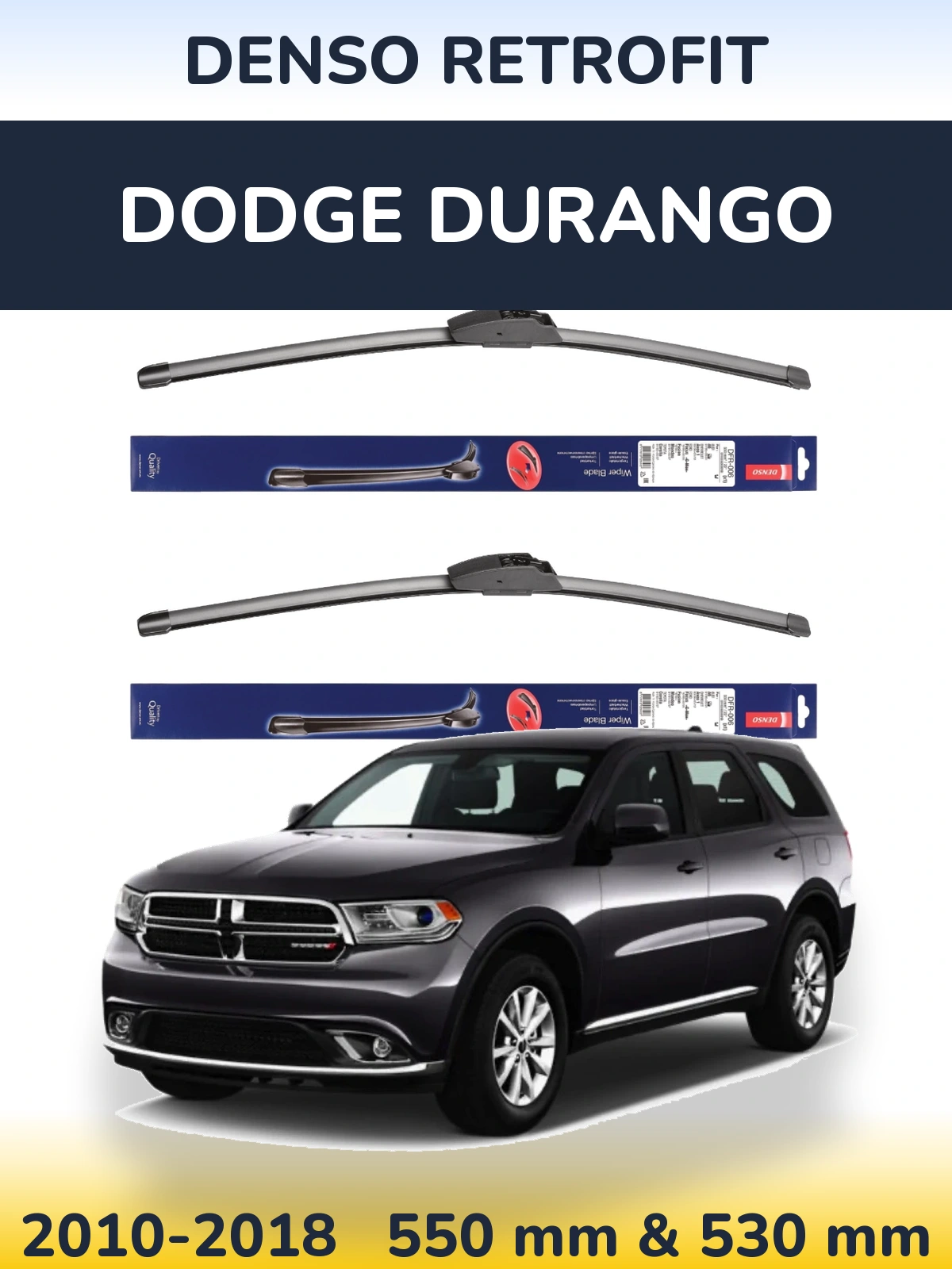 Front wiper blade set Denso Retrofit 550 & 530 mm for Dodge Durango 2010-2018