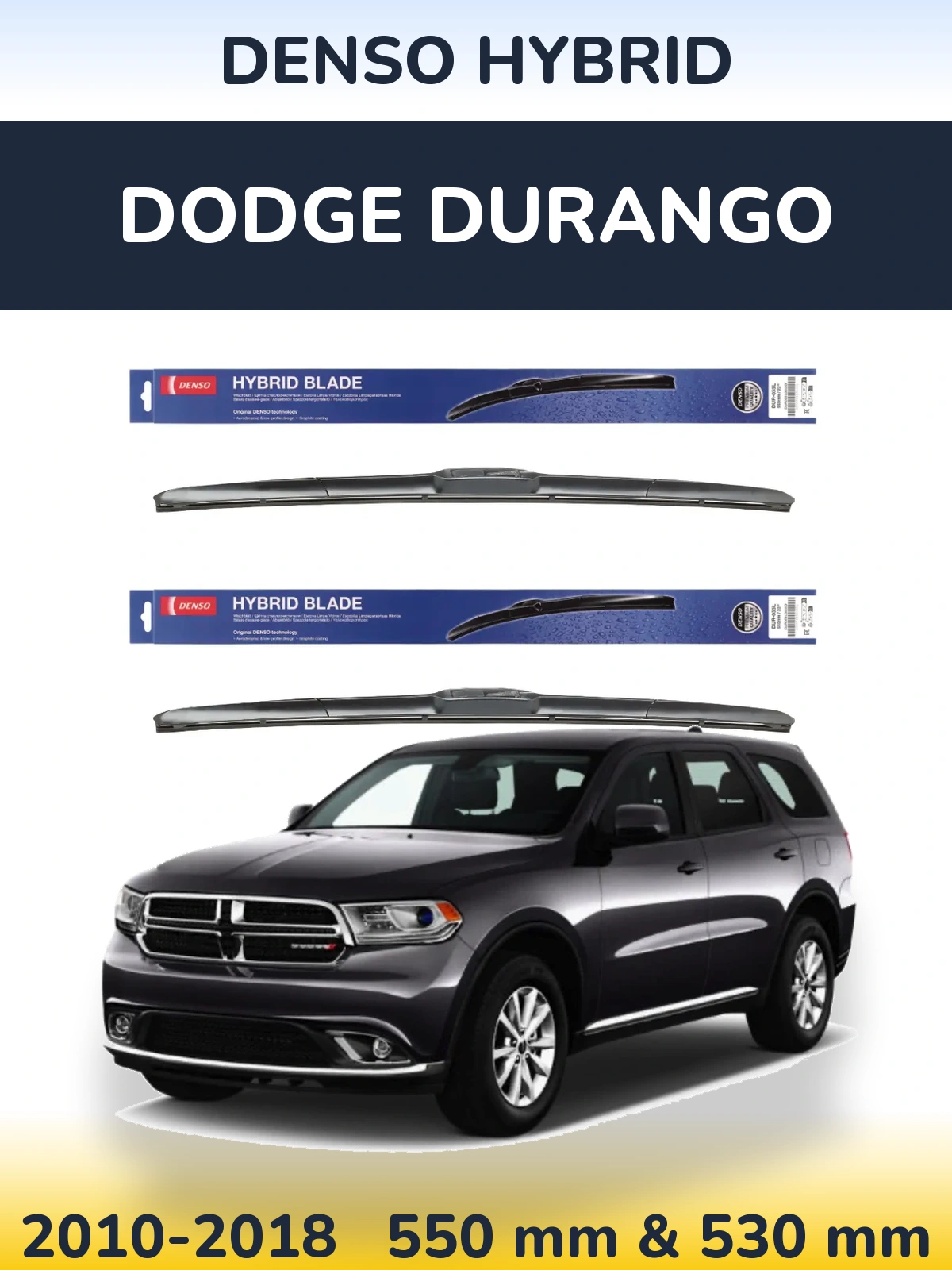Комплект передних дворников Denso Hybrid 550 & 530 мм для Dodge Durango 2010-2018