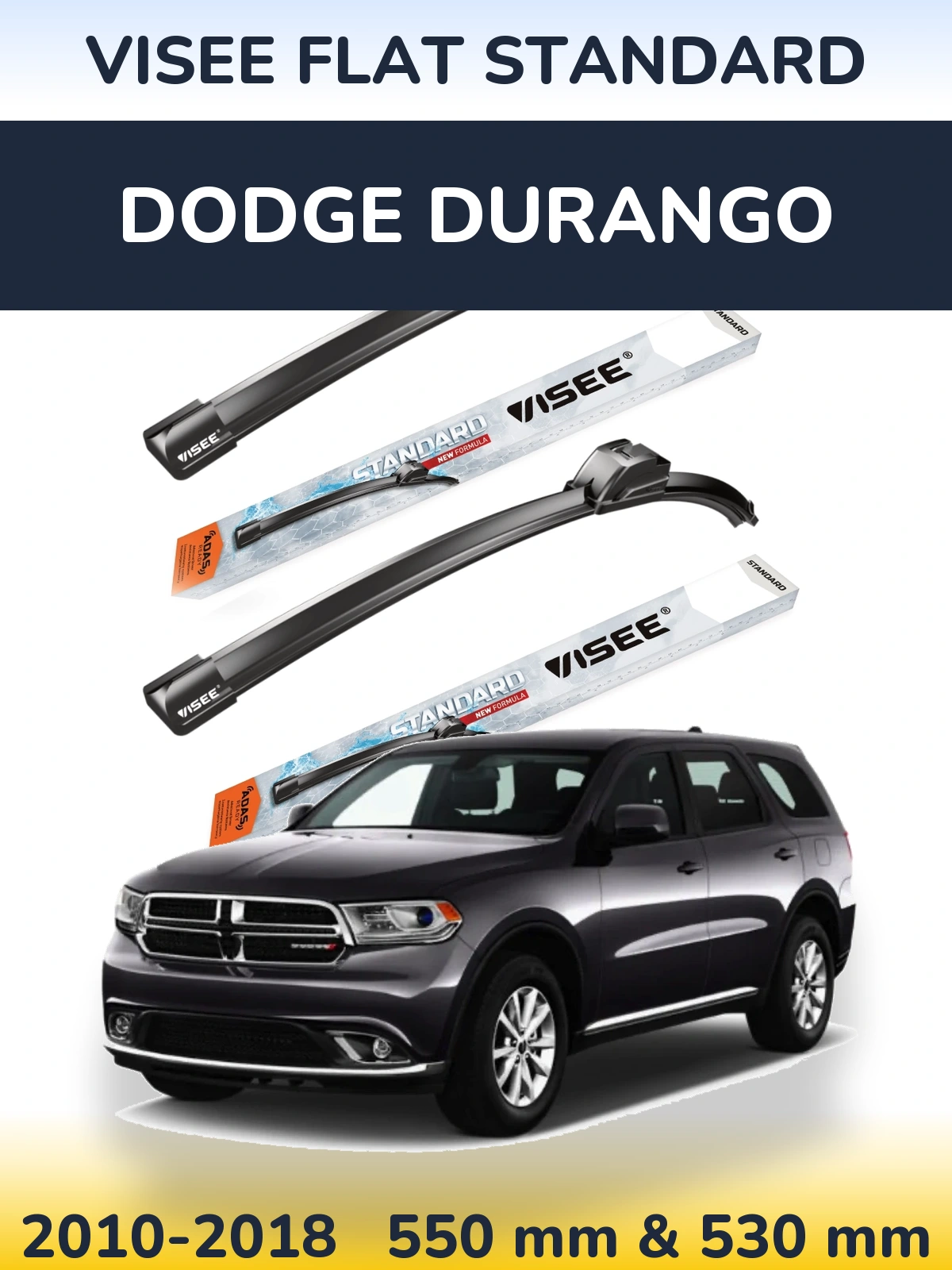 Комплект передніх щіток VISEE FLAT STANDARD 550 & 530 мм для Dodge Durango 2010-2018