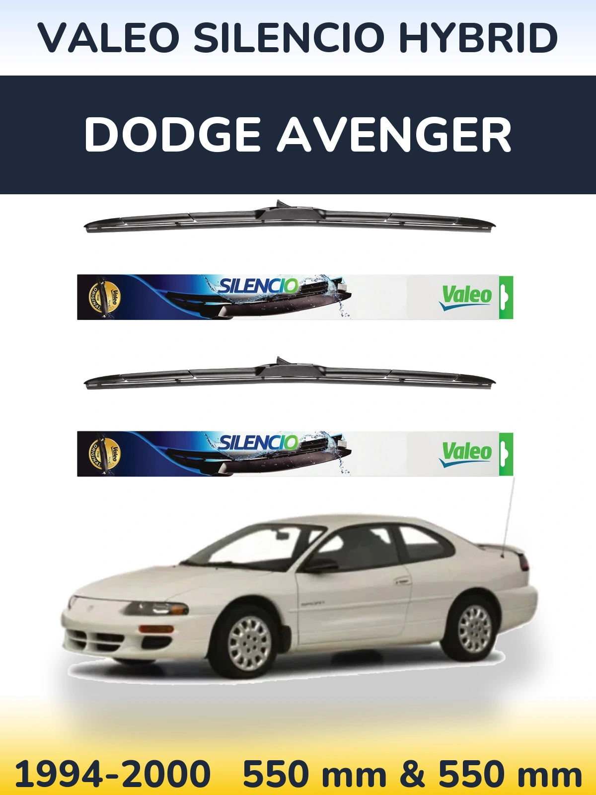 Komplet przednich wycieraczek Valeo Silencio Hybrid 550 & 550 mm do Dodge Avenger 1994-2000
