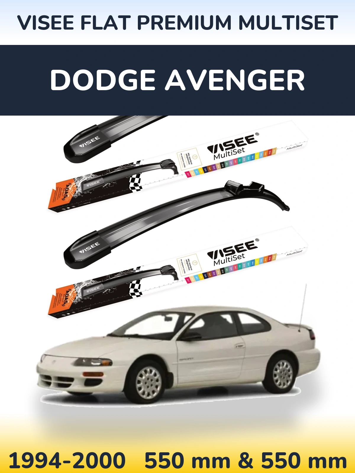 Komplet przednich wycieraczek VISEE FLAT PREMIUM MultiSet 550 & 550 mm do Dodge Avenger 1994-2000