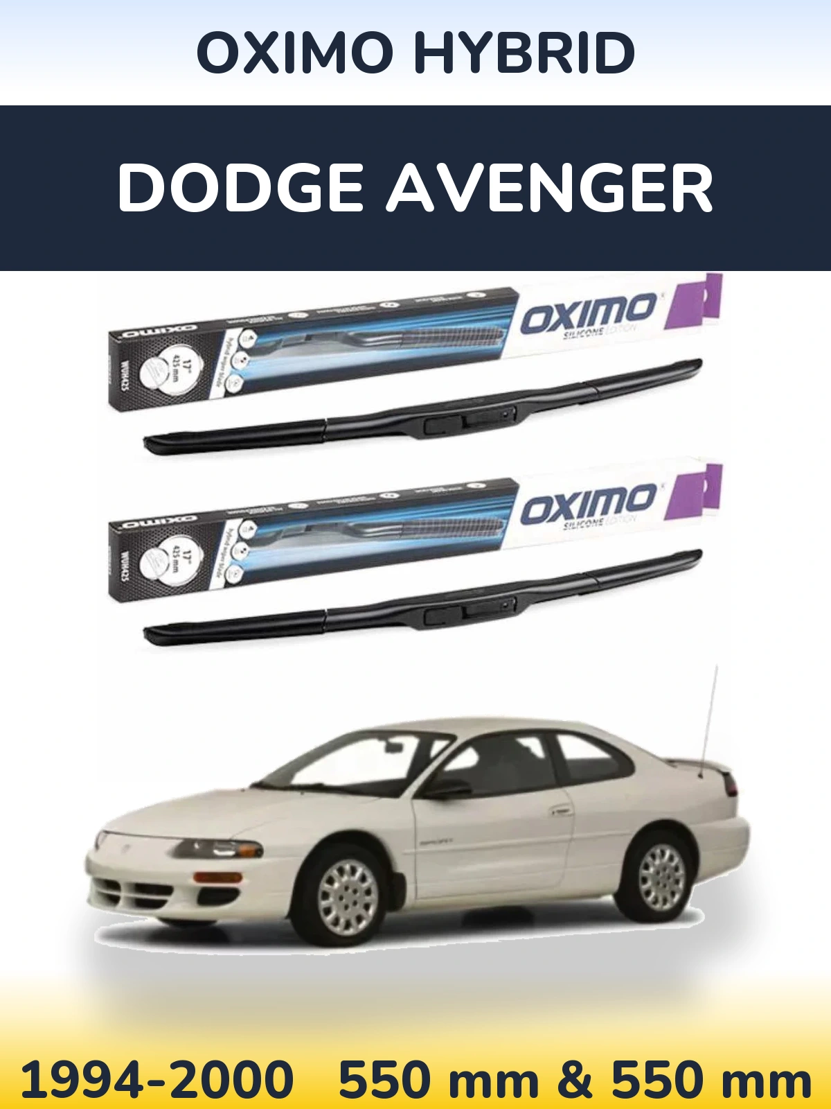 Комплект передних дворников Oximo Hybrid 550 & 550 мм для Dodge Avenger 1994-2000