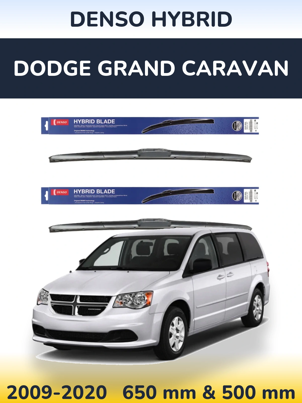 Комплект передних дворников Denso Hybrid 650 & 500 мм для Dodge Grand Caravan 2009-2020