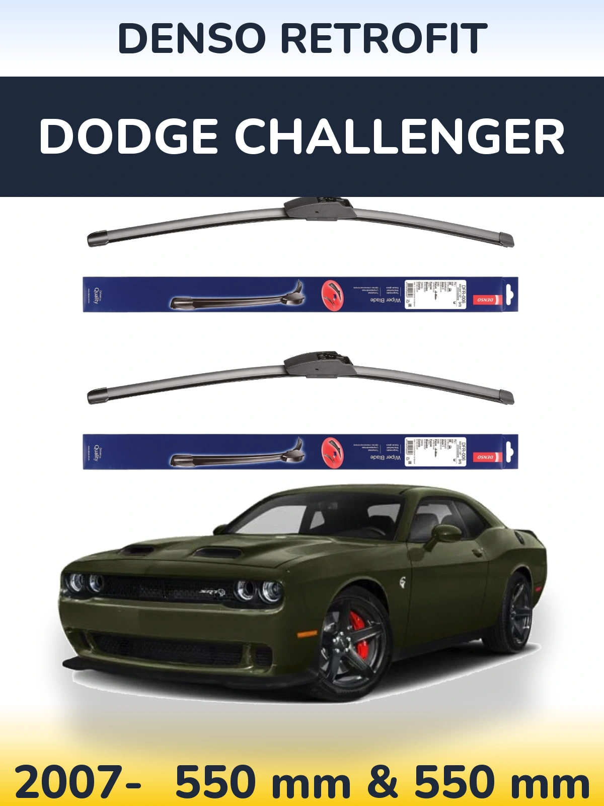 Front wiper blade set Denso Retrofit 550 & 550 mm for Dodge Challenger 2007-2026
