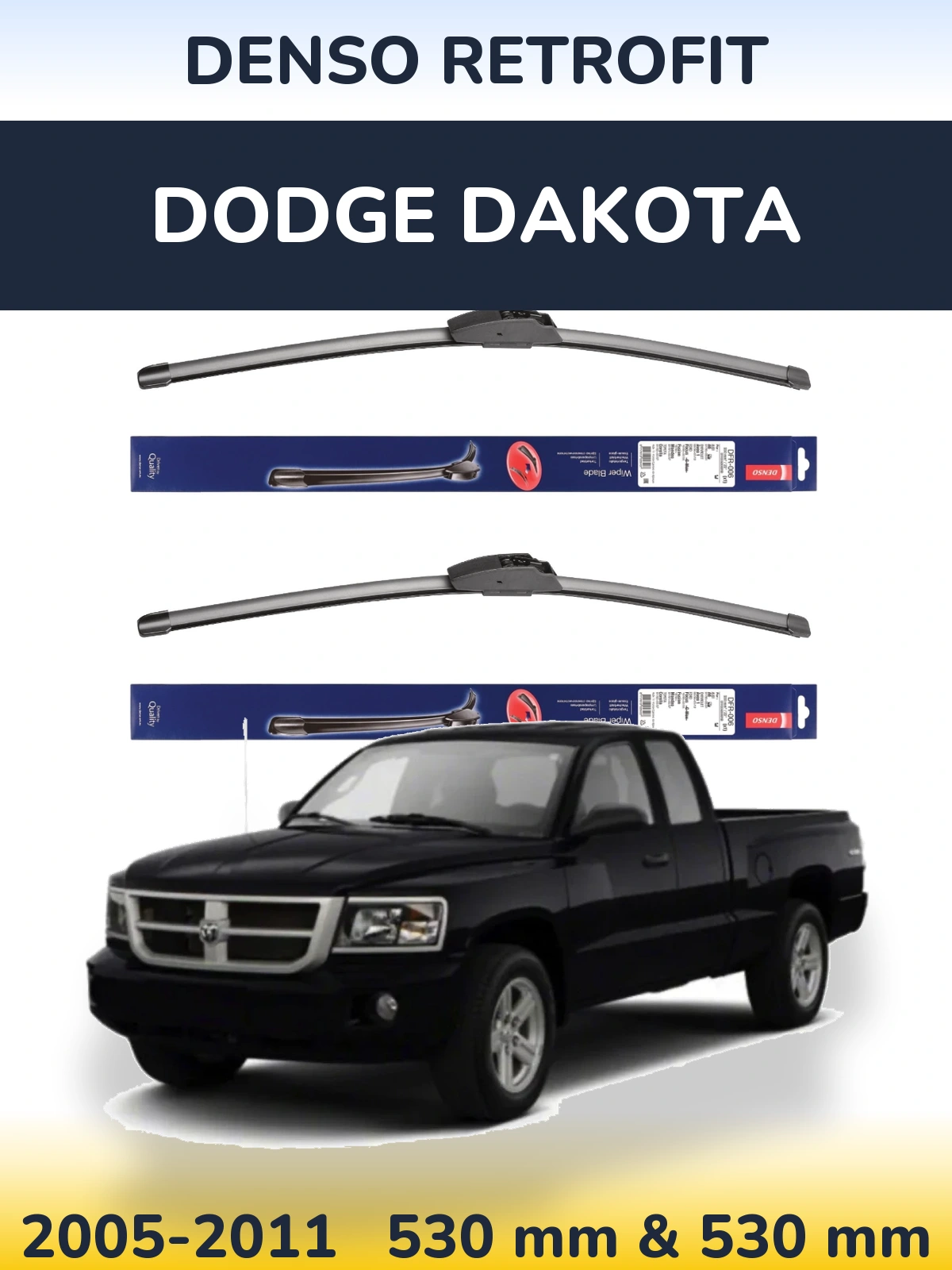 Komplet przednich wycieraczek Denso Retrofit 530 & 530 mm do Dodge Dakota 2005-2011