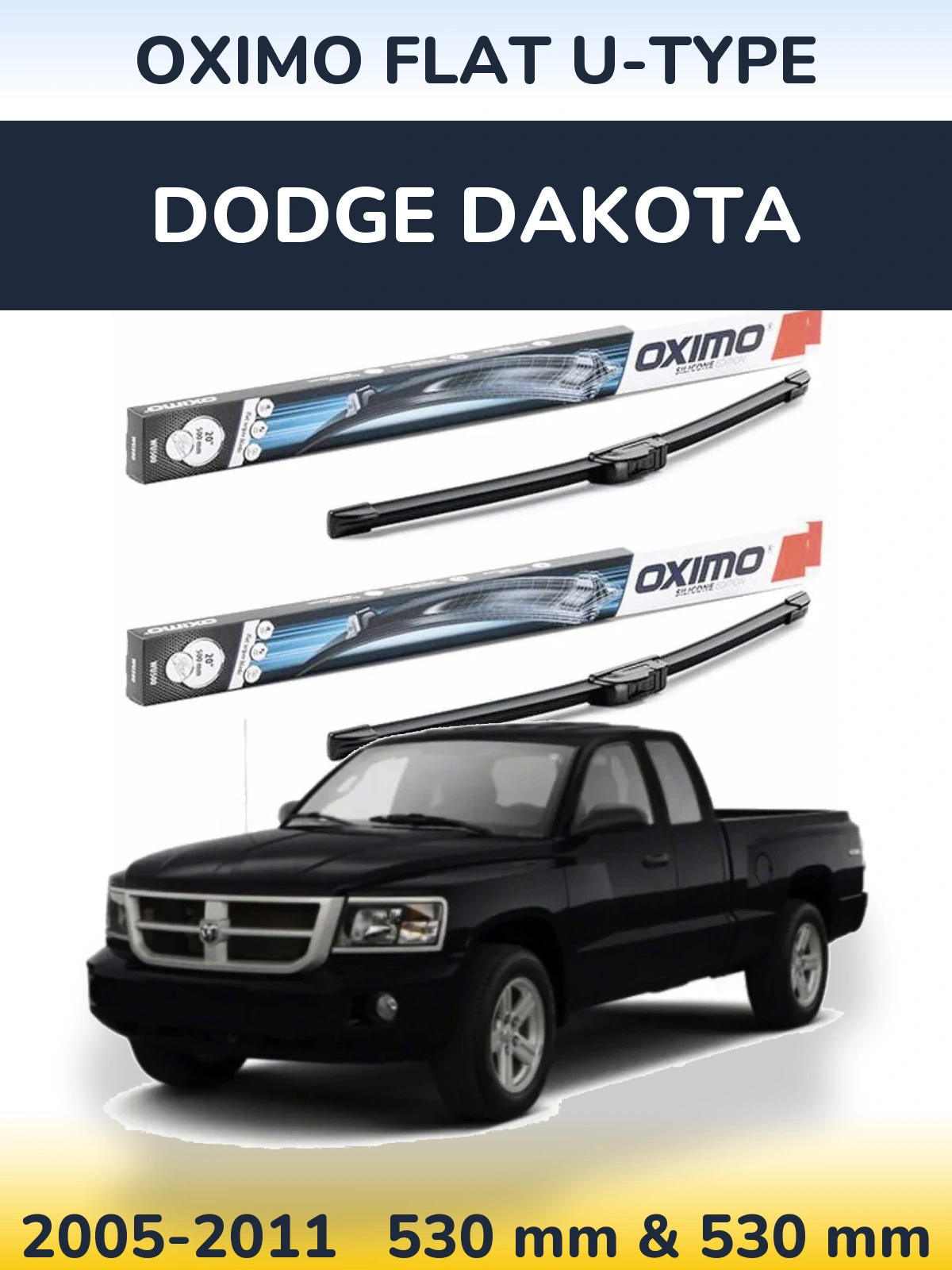 Komplet przednich wycieraczek Oximo Flat U-type 530 & 530 mm do Dodge Dakota 2005-2011