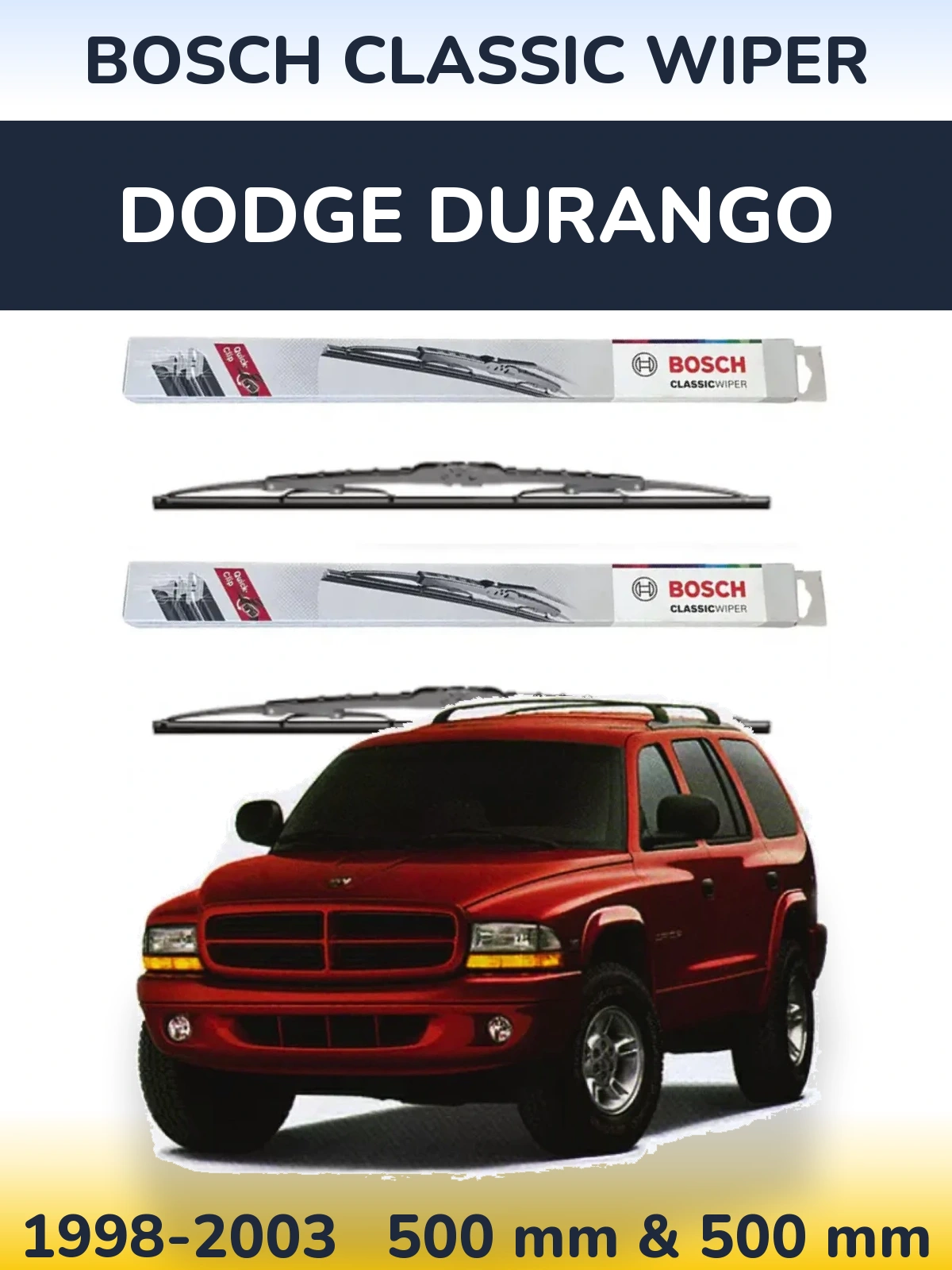 Komplet przednich wycieraczek BOSCH Classic Wiper 500 & 500 mm do Dodge Durango 1998-2003