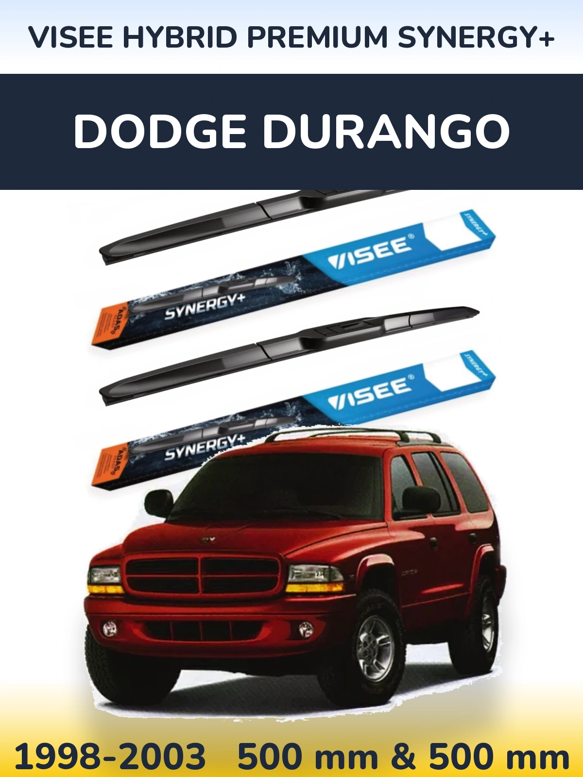 Комплект передних дворников VISEE HYBRID PREMIUM SYNERGY+ 500 & 500 мм для Dodge Durango 1998-2003