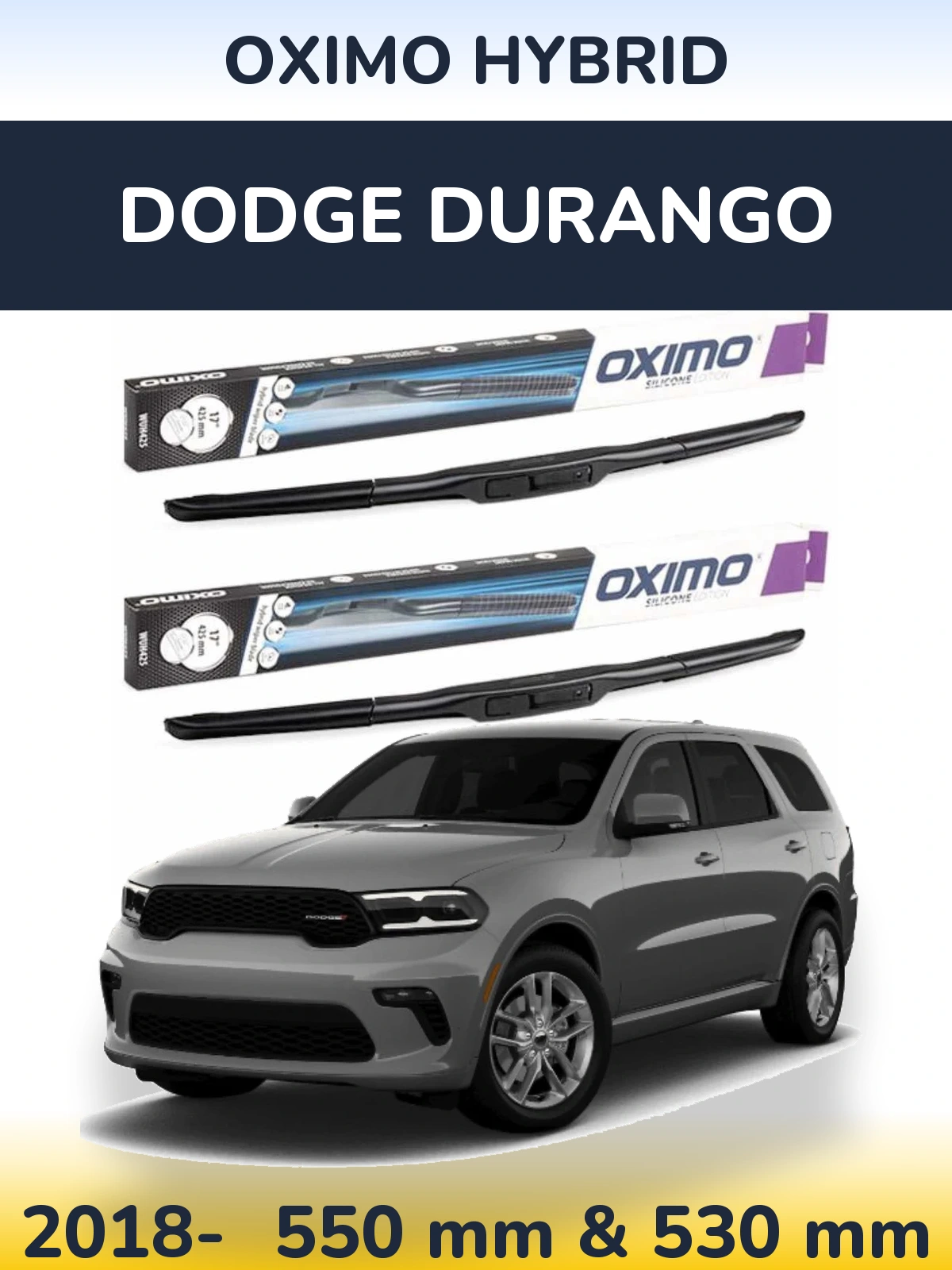 Komplet przednich wycieraczek Oximo Hybrid 550 & 530 mm do Dodge Durango 2018-2026