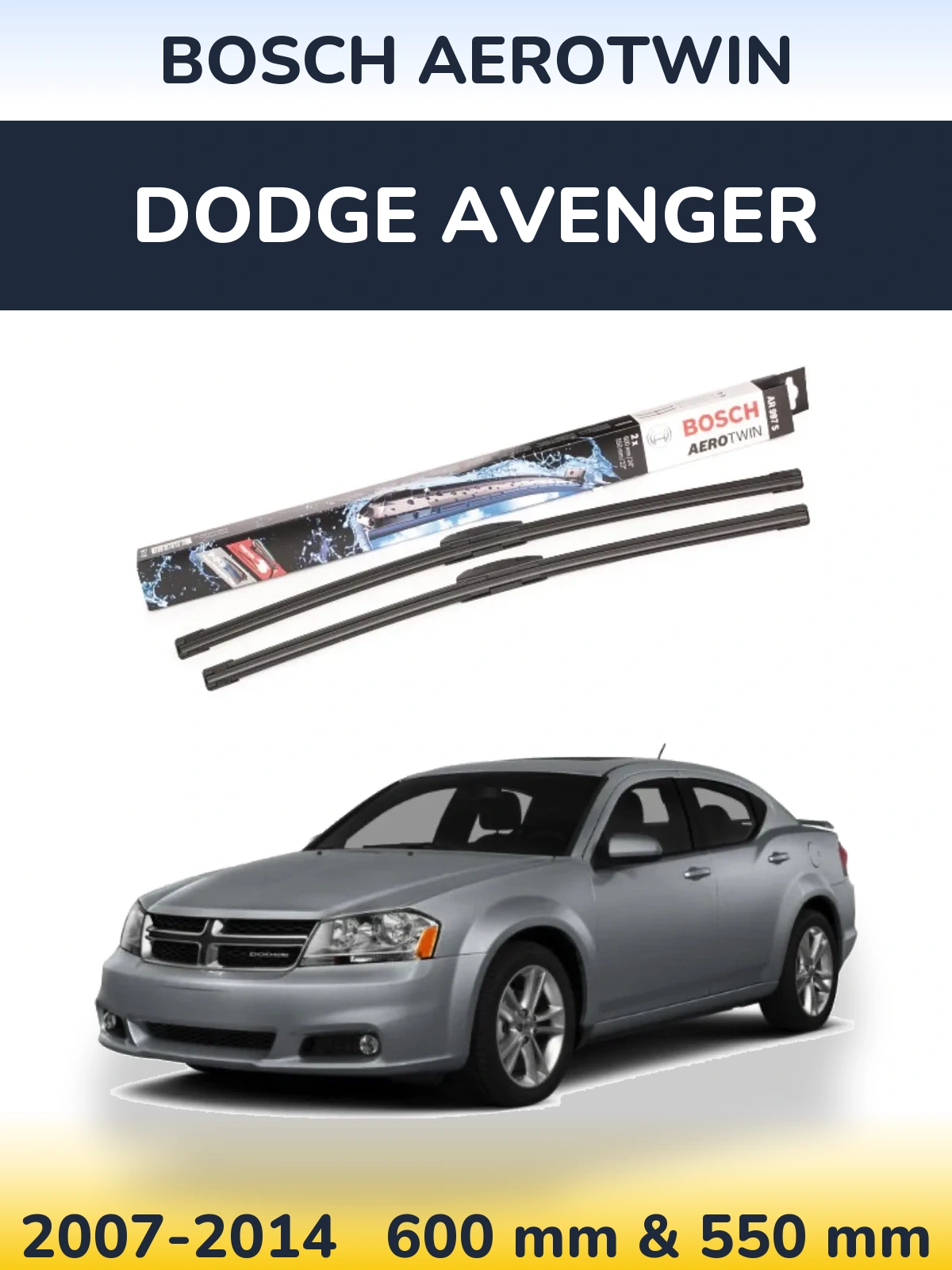 Комплект передних дворников BOSCH AeroTwin 600 & 550 мм для Dodge Avenger 2007-2014