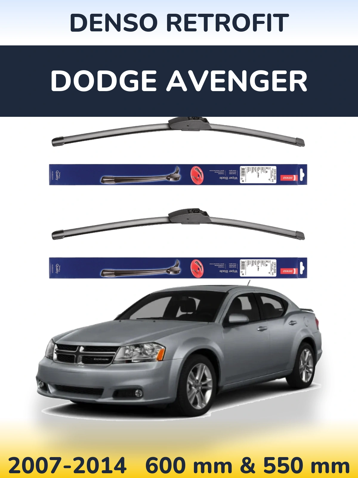Комплект передних дворников Denso Retrofit 600 & 550 мм для Dodge Avenger 2007-2014