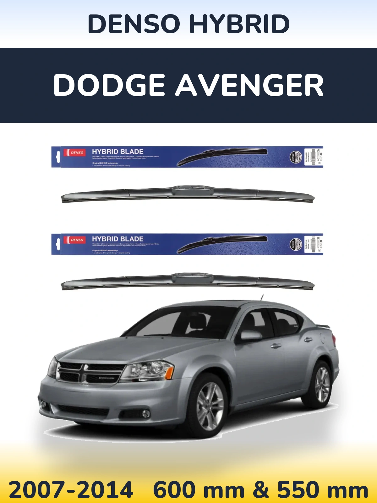 Комплект передних дворников Denso Hybrid 600 & 550 мм для Dodge Avenger 2007-2014