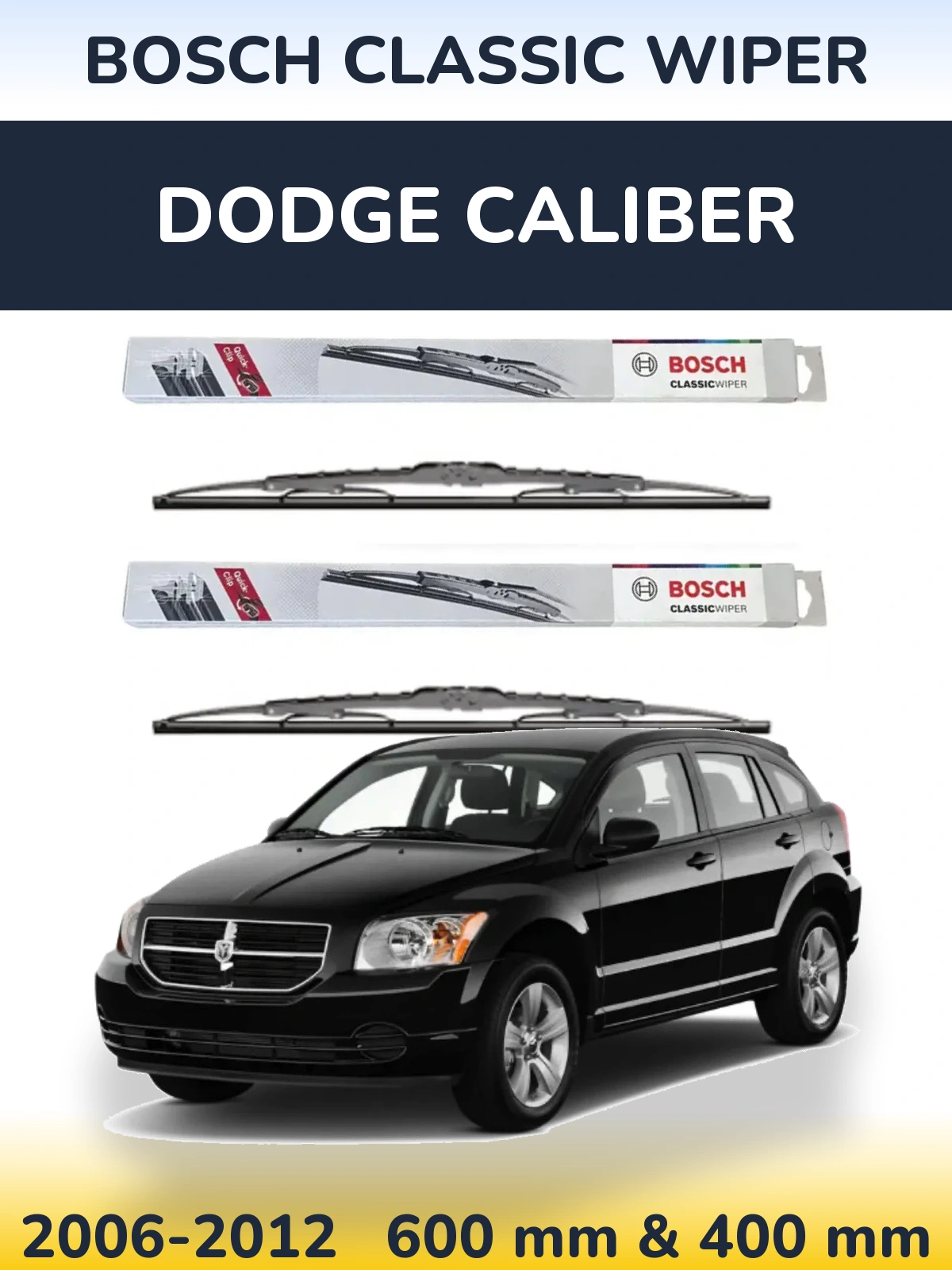 Komplet przednich wycieraczek BOSCH Classic Wiper 600 & 400 mm do Dodge Caliber 2006-2012