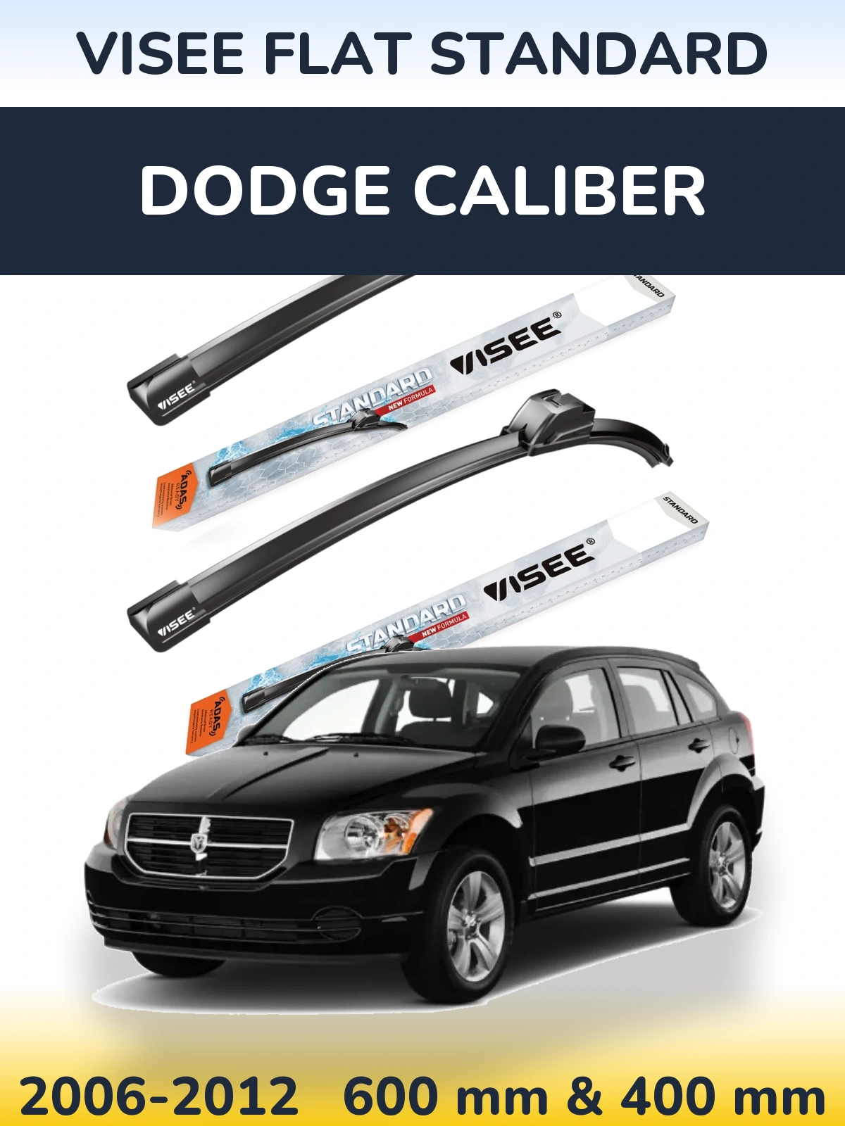 Комплект передніх щіток VISEE FLAT STANDARD 600 & 400 мм для Dodge Caliber 2006-2012