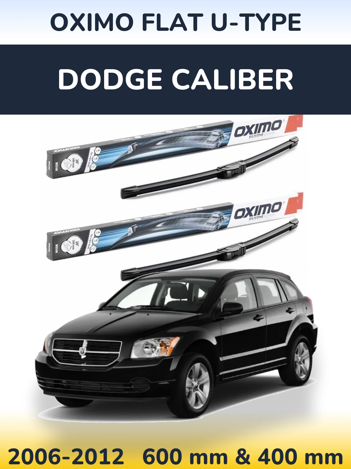Комплект передніх щіток Oximo Flat U-type 600 & 400 мм для Dodge Caliber 2006-2012