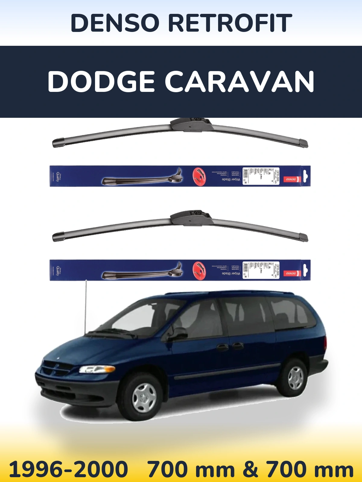 Komplet przednich wycieraczek Denso Retrofit 700 & 700 mm do Dodge Caravan 1996-2000
