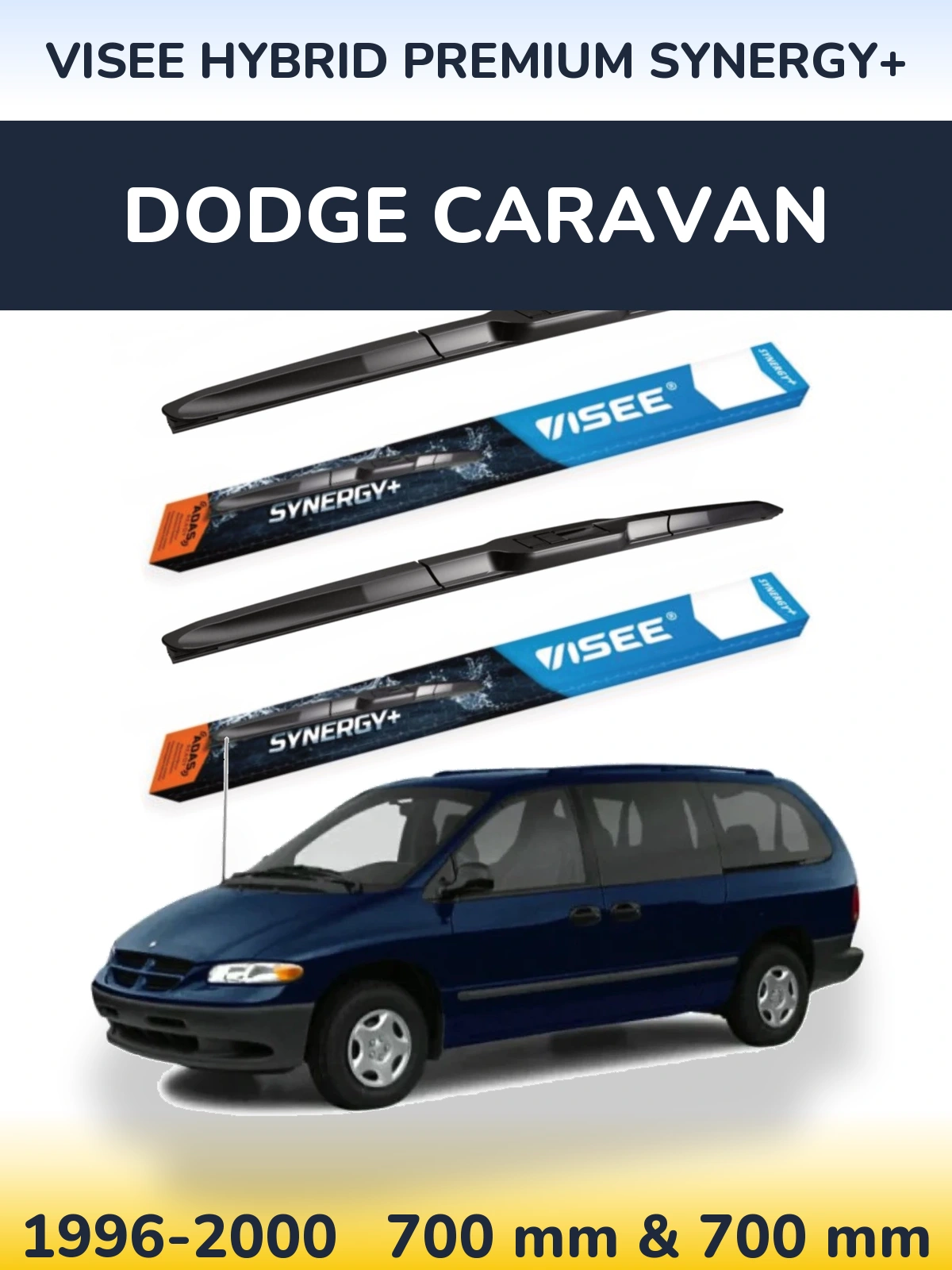 Komplet przednich wycieraczek VISEE HYBRID PREMIUM SYNERGY+ 700 & 700 mm do Dodge Caravan 1996-2000