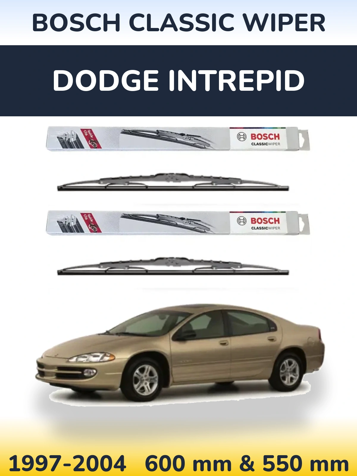 Комплект передних дворников BOSCH Classic Wiper 600 & 550 мм для Dodge Intrepid 1997-2004